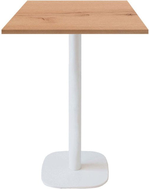 RestooTab Stehtisch Round quadratisch mit Eiche Natur Platte und weißem Gestell B/T/H: 60 x 60 x 113 cm - Bild 1