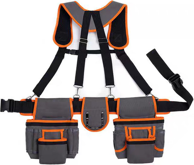 Multifunktionale Werkzeugtasche im Sling-Stil mit Gürtel in Orange und Grau, B/T/H: 75,0 x 25,0 x 0,0 cm - Bild 1