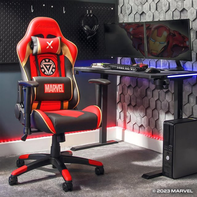 X Rocker Junior Icon Ironman Gaming Chair für Kinder in Rot mit Kopfstütze und Kunstleder - Bild 1