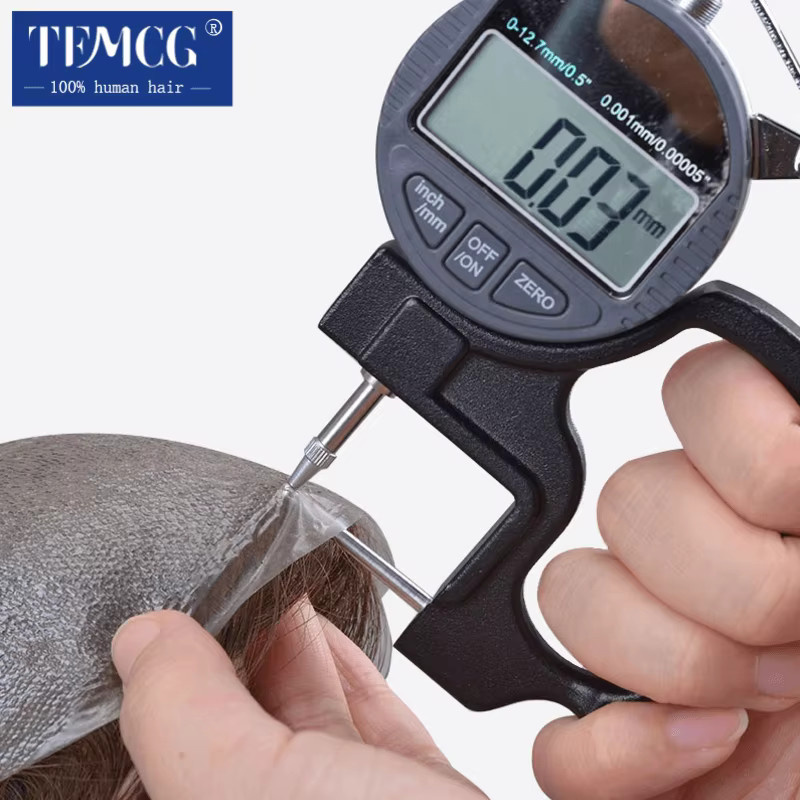 TFMCG Herren Haarprothese Echthaarperücke mit ultradünner Haut 0,03 mm - Bild 4