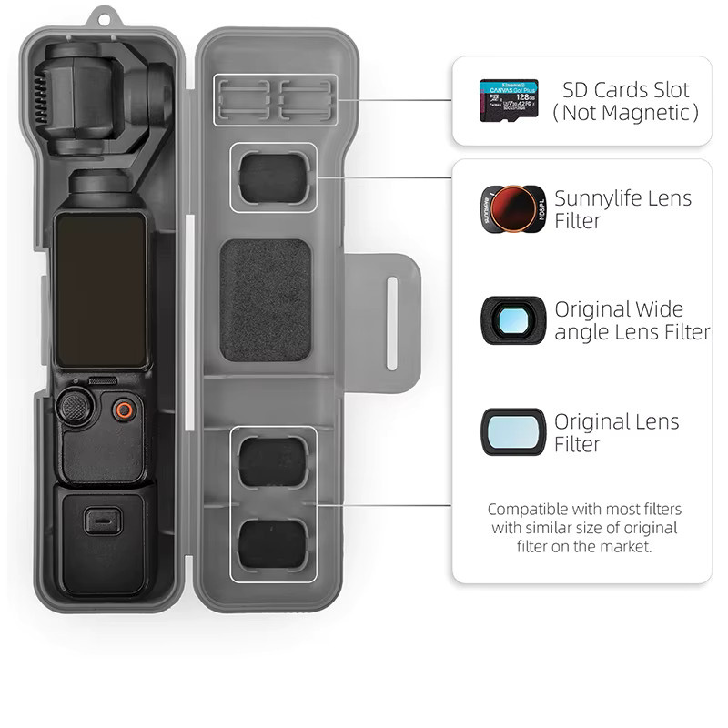 DJI Sturzsichere Aufbewahrungsbox und wasserfeste Kamerahülle mit Klappabdeckung und Trageband für DJI Pocket 4 und DJI Pocket 3 - Bild 4