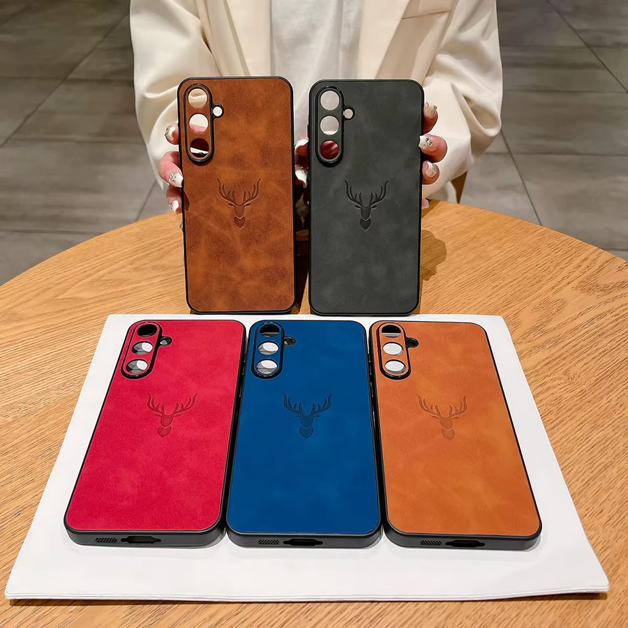 Samsung Handyhülle aus PU-Leder mit Hirsch-Prägung in Blau für Galaxy S25 S24 S23 S22 S21 FE Ultra Plus A56 A36 A26 A16 A55 A54 A53 A52S - Bild 3