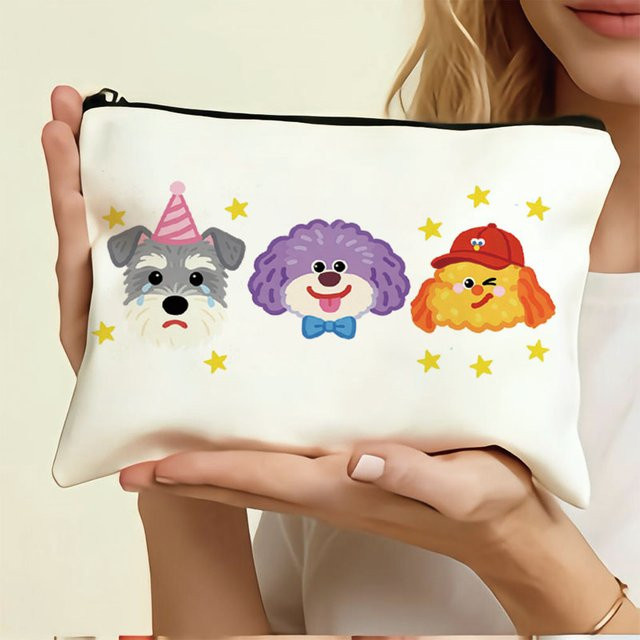 Kreative Plüsch Hund Leinwand Tasche als tragbares Federmäppchen und Aufbewahrungstasche für kleine Gegenstände - Bild 1