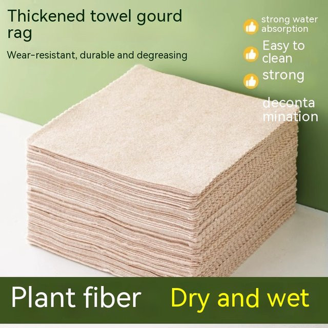 10er Set Luffa-Tücher aus Naturfasern in Beige zur Fettlösung und Wasseraufnahme für die Küche - Bild 1