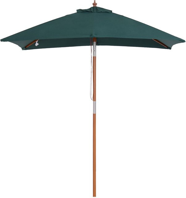 Outsunny Sonnenschirm aus Bambus und Tannenholz mit Polyester Bespannung in Grün, B: 200 cm, T: 150 cm, H: 230 cm - Bild 1