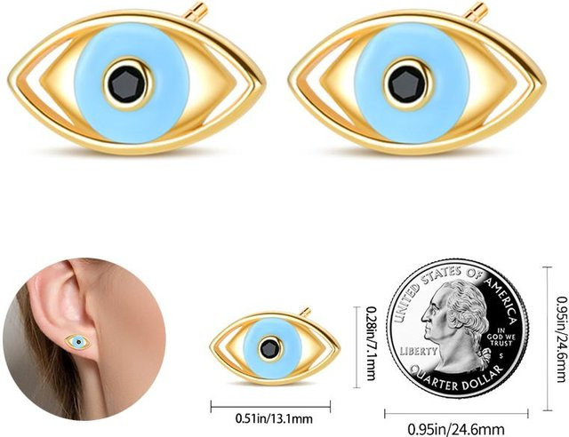 Ohrringe 925 Silber, Teufelsauge Traumfänger, Zirkonia, Kristall, Unisex - Bild 1