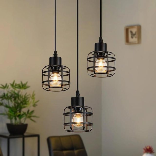 NETTLIFE Pendelleuchte aus Metall in Schwarz mit 3 Leuchten und E14 Fassungen, höhenverstellbar - Bild 1