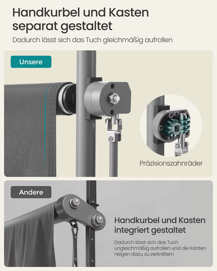 SONGMICS Senkrechtmarkise als Sichtschutz für Terrasse und Balkon, höhenverstellbar, B: 120 cm, H: 220-300 cm, anthrazitgrau - Bild 4