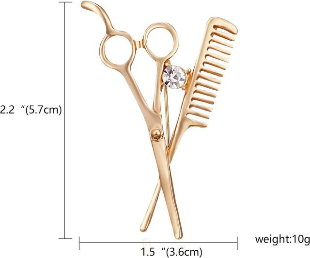 Rinhoo Brosche, Kamm Schere Korsage, Metall, Kristall, Damen Herren - Bild 1