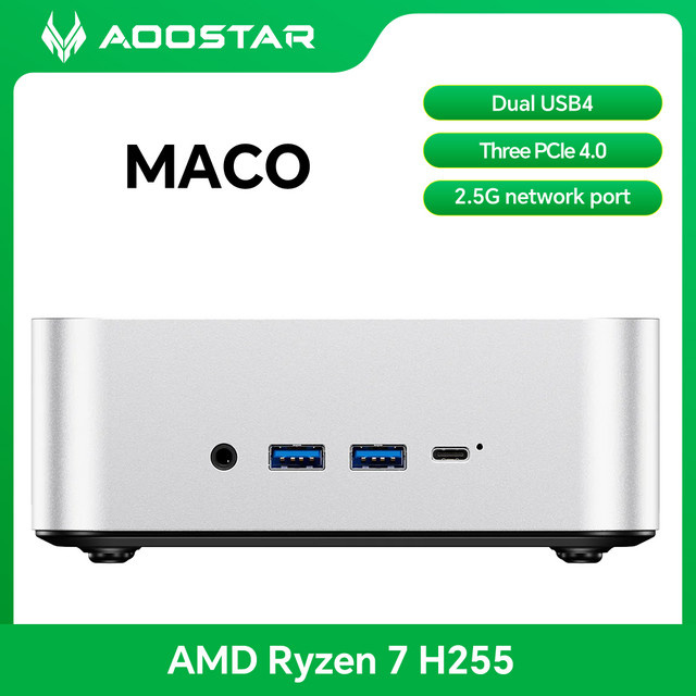 Aoostar MACO Mini-PC mit AMD Ryzen 7 8845HS Prozessor, Hochleistungs-Mini-Desktop-Computer in Silber - Bild 1