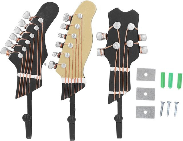 OutsideWorld Wandhaken in Gitarrenform aus umweltfreundlichem Harz, 3er-Set, beige - Bild 1