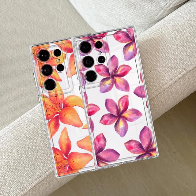 Handyhülle mit rosa-gelbem Blumenmuster für Samsung Galaxy S26 S25 S24 S23 S22 FE S21 S20 Plus Note 20 Ultra 10 - Bild 1