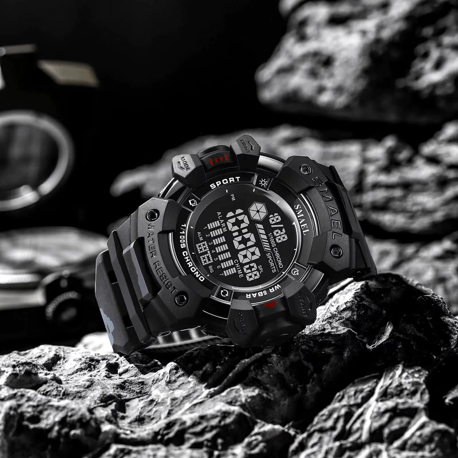 Smael Armbanduhr Digital, Camouflage, Kunststoff, Textil/NATO, Herren - Bild 2