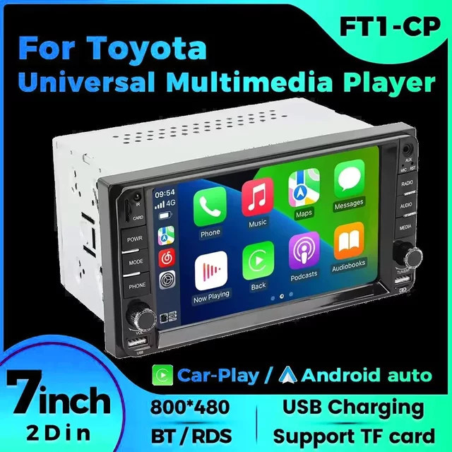 AUTOSHARK 2DIN Universal-Autoradio mit 7 Zoll Display und Carplay für Toyota Modelle in Schwarz - Bild 1
