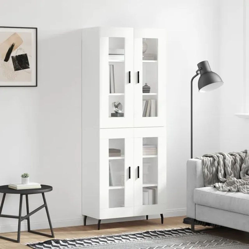 Vidaxl Vitrinenschrank Modern, Weiß, B: 69,5 cm, T: 34 cm, H: 180 cm - Bild 1