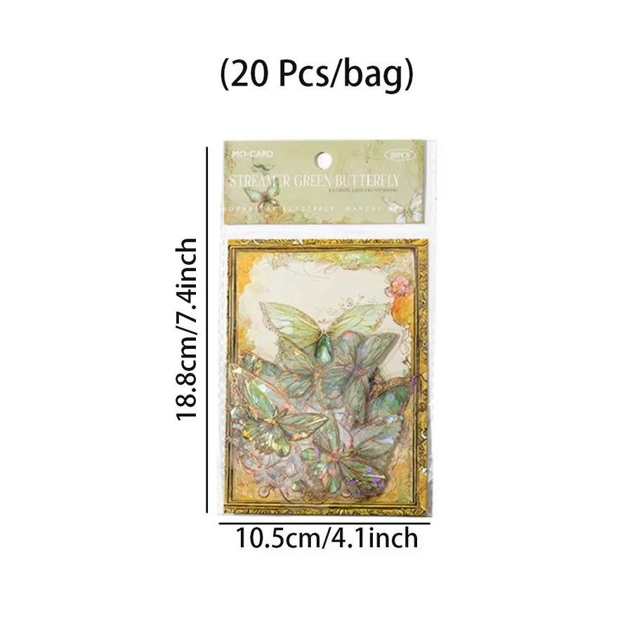 20 Stück INS Schmetterling PET-Aufkleber mit 3D-Eiskristall-Effekt und Laser-Goldfolie in Gold und Transparent für dein DIY Kunsthandwerk - Bild 4