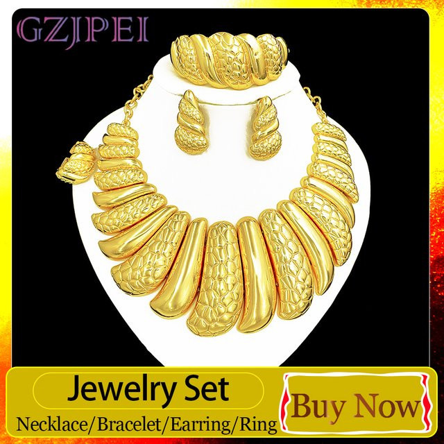 GZJPEI Schmuckset 4-teilig, vergoldet, Damen - Bild 1