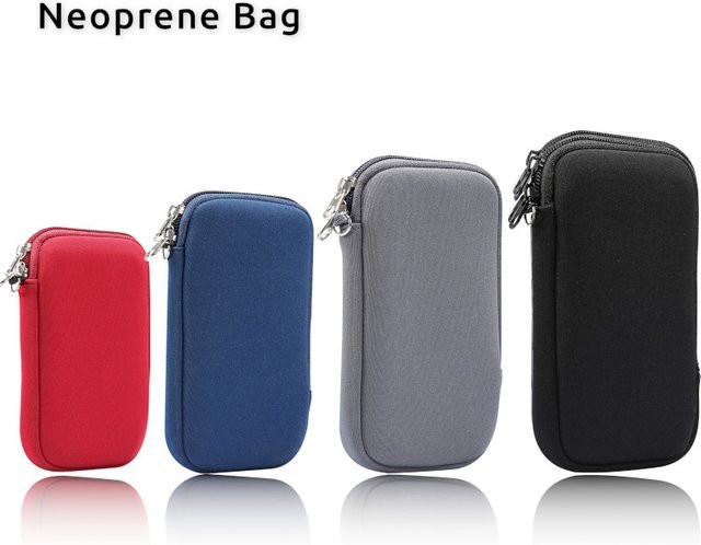 HKNR Stoßfeste Neopren-Handytasche mit Reißverschluss für iPhone, Samsung und Xiaomi in Schwarz - Bild 1