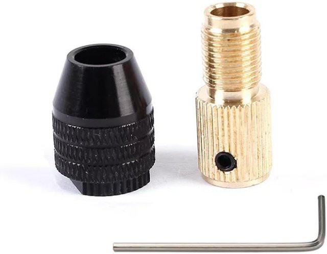 Mini-Bohrfutter 3-Backen-Schnellwechsel-Bohreradapter schlüssellos für 0,3-3,2 mm Klemmbefestigungsvorrichtung in Schwarz und Gold - Bild 1