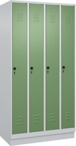 C+P Spind Classic PLUS Garderobenschrank mit Sockel, 4 Abteile, Grau/Grün, B/T/H: 100 x 50 x 195 cm - Bild 1