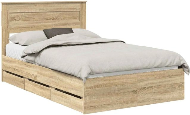 vidaXL Bettrahmen Sonoma-Eiche mit Schubladen, Farbe Braun, B/T/H: 120 x 190 x 123 cm - Bild 1