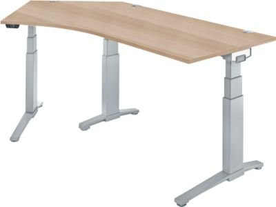 Schäfer Shop Genius ERGOSTYLE S Schreibtisch elektrisch höhenverstellbar, Eiche/weißaluminium, B: 216,5 cm, T: 80 cm, H: 64,5-130,5 cm - Bild 1
