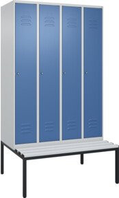 C+P Spind Classic PLUS Garderobenschrank mit Sitzbank, 4 Abteile, Lichtgrau, B/T/H: 212,0 x 120,0 x 81,5 cm - Bild 1