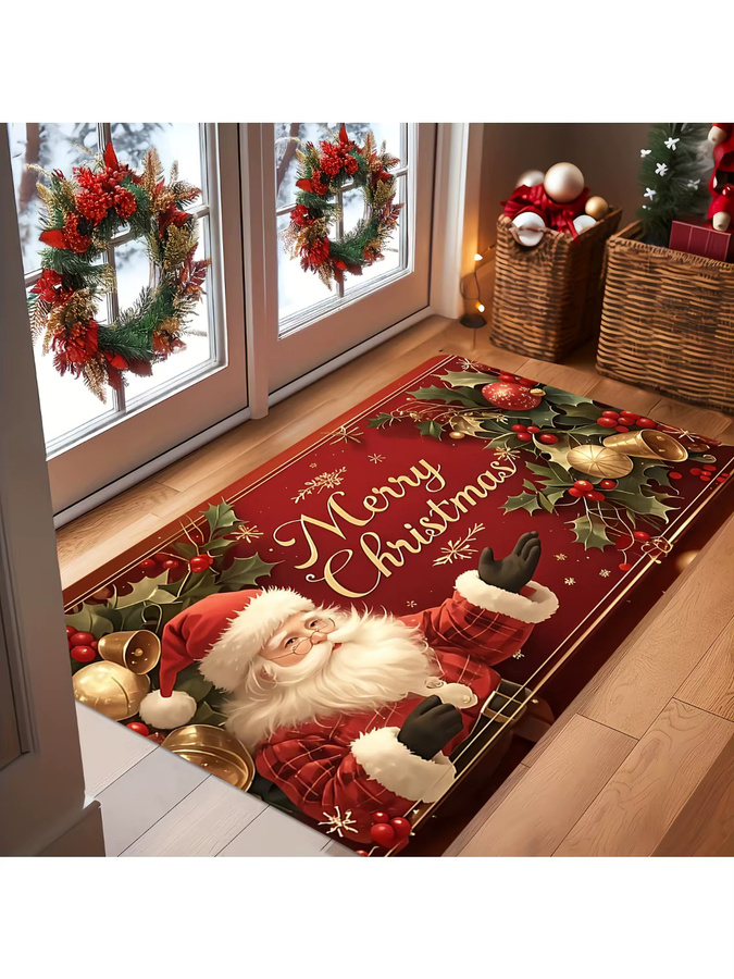 DUTRIEUX Weihnachtliche Willkommen Matte mit Santa Claus Motiv, Rot, B/T: 60 x 40 cm, Waschbar - Bild 7