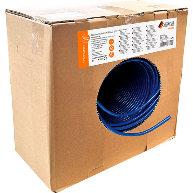 Schwaiger Netzwerkkabel Ethernet LAN unkonfektioniert, Blau, 250 m - Bild 2