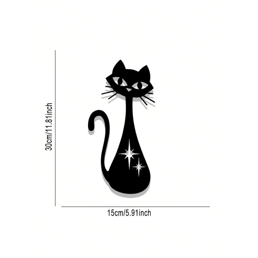 Hello Young Vintage Starburst Atomic Cat Metall-Wanddekoration im Mid-Century Stil, Schwarz - Bild 2