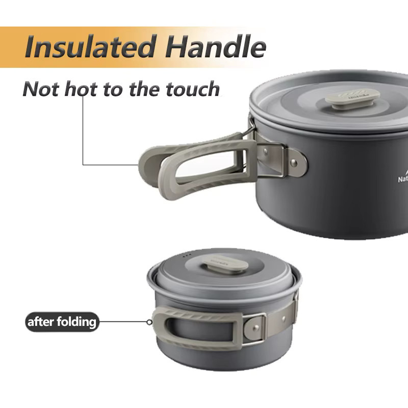 Naturehike Camping-Kochset aus Aluminium in Grau mit Saucepan für Outdoor-Einsätze - Bild 4