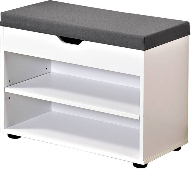 Kesper Schuhschrank mit Sitzkissen in Weiß und Grau, B/H/T: 30 x 45 x 150 cm - Bild 1