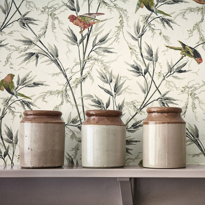 Little Greene Tapete Great Ormond Street Signature in Weiss Grau Multicolour mit floralem Vintage-Muster und botanischen Elementen aus Vlies - Bild 2