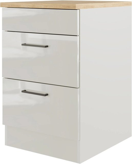 Flex-Well Küchenunterschrank Lund in Lichtgrau glänzend und Rauchgrau, B/T/H: 60 x 60 x 85 cm - Bild 1