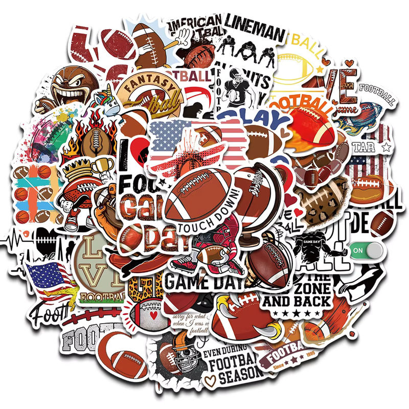 50 Stück American Vintage Rugby Aufkleber, wasserfeste PVC Graffiti Sticker für Laptop und Gepäck, mehrfarbig - Bild 2