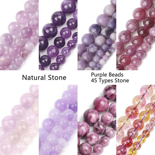 xilitata Perlen Amethyst Jade Kunzit Glimmer, Runde Naturstein Perlen, Unisex - Bild 1