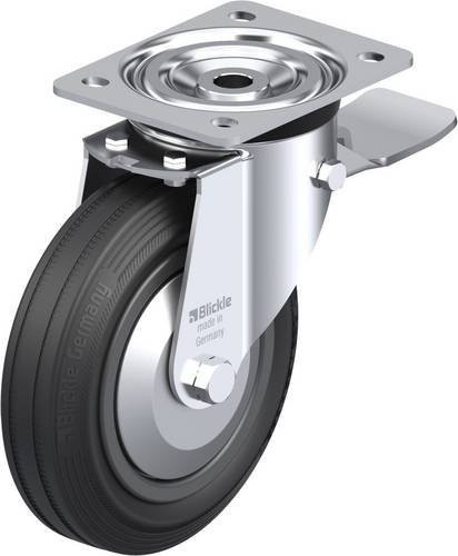Blickle L-VPP 180G-ST-FA Lenkrolle mit Feststeller in Schwarz und Silber, Rad-Durchmesser: 180 mm, Tragfähigkeit: 170 kg - Bild 1