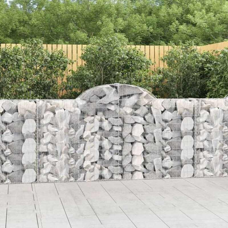 Vidaxl Gabionen mit Hochbogen 20er Set aus verzinktem Eisen in Silber, B/T/H: 200 x 30 x 100/120 cm - Bild 1