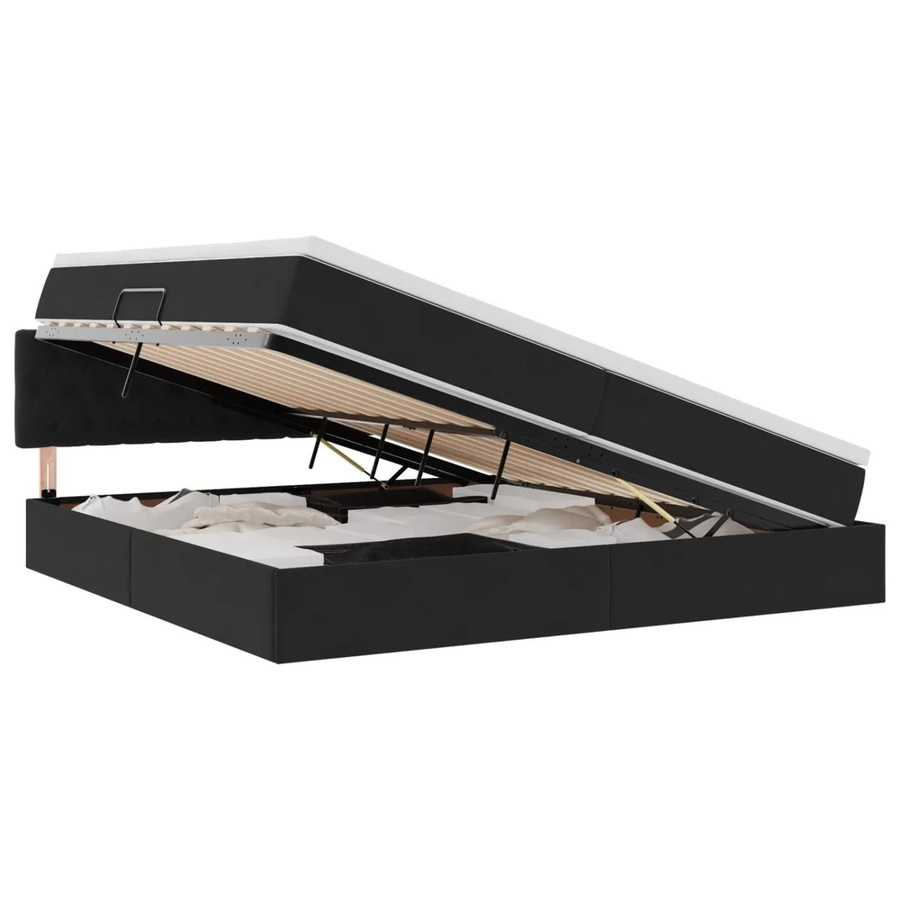 vidaXL Bett mit LED-Lichtleisten aus Samt in Schwarz mit Lift-up-Funktion, B/T: 200 x 200 cm - Bild 2