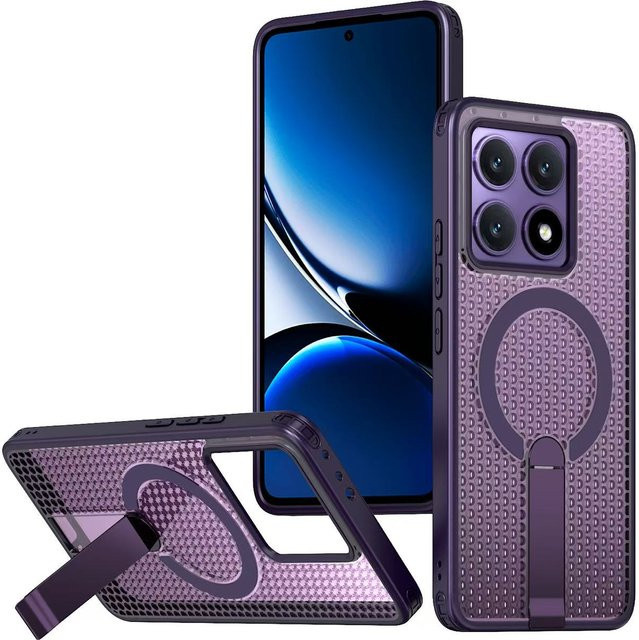 Xiaomi Schutzhülle mit MagSafe Magnetring und Ringständer für Redmi Note 14 5G, Redmi Note 13 Pro 4G und Xiaomi 14T Pro, Stoßfest und Wärmeableitend, Lila - Bild 1