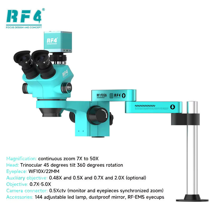 RF4 Desktop Stereo-Trinokularmikroskop mit 4K HDMI-Kamera und 2K Elektronischer Lupe für Schmuck, Löten und Elektronikreparaturen - Bild 2