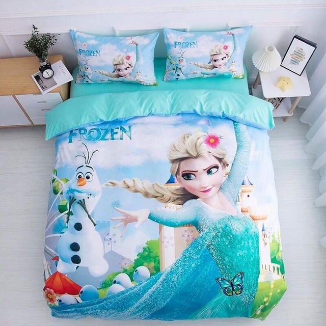 Paslu Bettwäsche-Set Eiskönigin Elsa und Anna mit Cartoon-Design, Blau, 3-teilig, B x H: 228 x 228 cm - Bild 1