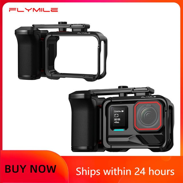 Flymile Kamera-Griff Schwarz Fotografie-Handgriff-Set für Insta360 Ace Pro 2 mit Käfig und Auslöseknopf - Bild 1