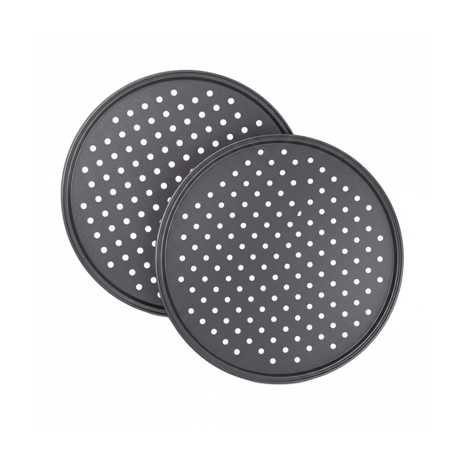 Relaxdays Pizzablech 2er Set Grau Antihaftbeschichtet Durchmesser: 32 cm, Höhe: 1 cm - Bild 2