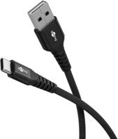 goobay USB 2.0 Textilkabel USB-A auf USB-C in Schwarz, Länge: 60 cm - Bild 1