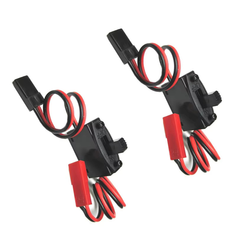 2er-Set RC Power Schalter für Modellbau-Autos mit Lipo-Batterie-Anschluss, kompatibel mit Futaba und JR, JST-Weiblich zu JST-Männlich, 22AWG, 200 cm, Schwarz - Bild 2