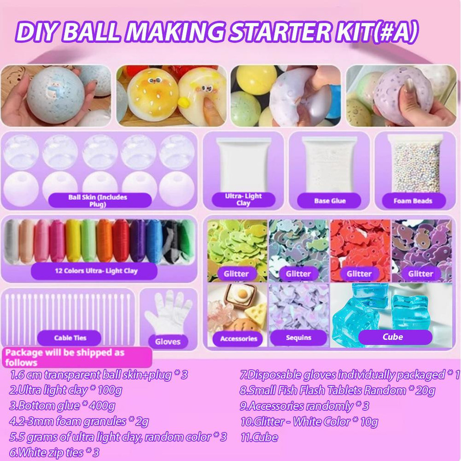 DIY Squishy Ball Bastelset mit transparenten Ballhäuten ab 3-6 Jahren - Bild 1