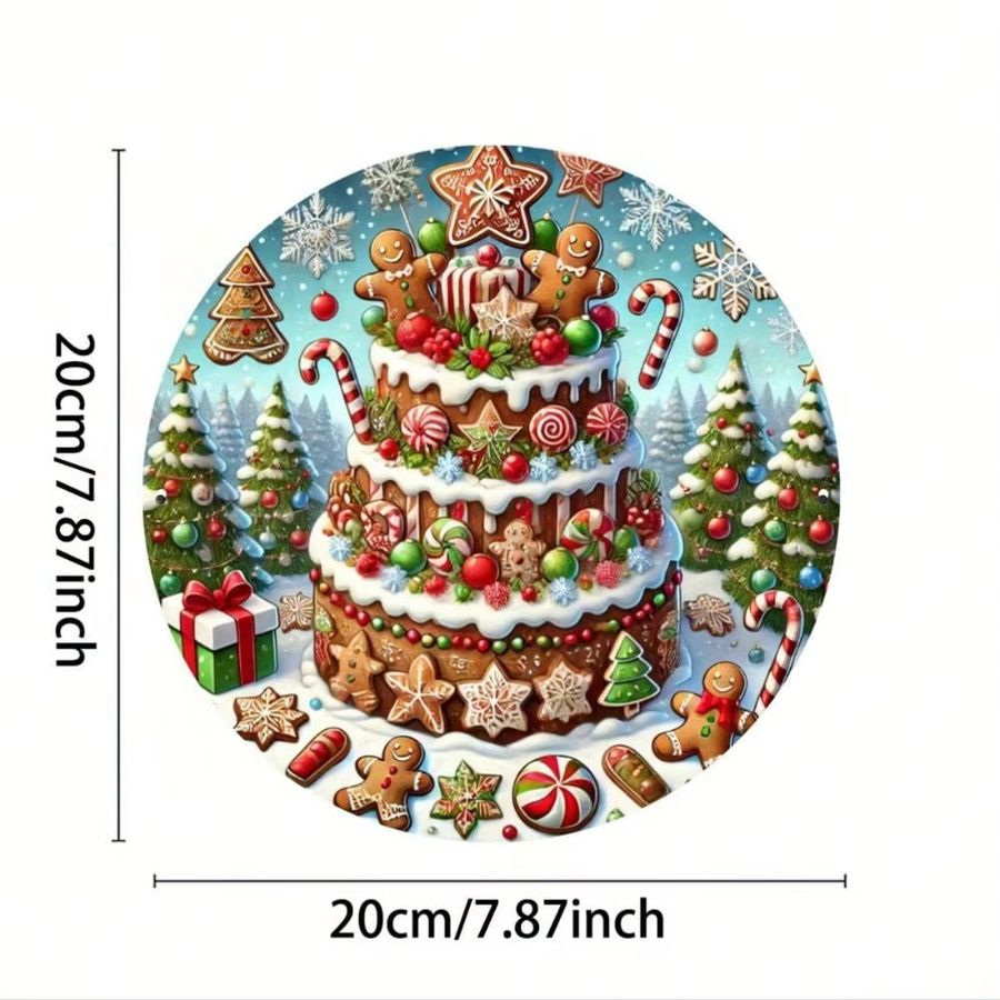 Personalisiertes Weihnachts-Lebkuchen Metallschild von CIFBUY in Multicolor zur Dekoration von Tür und Veranda - Bild 3