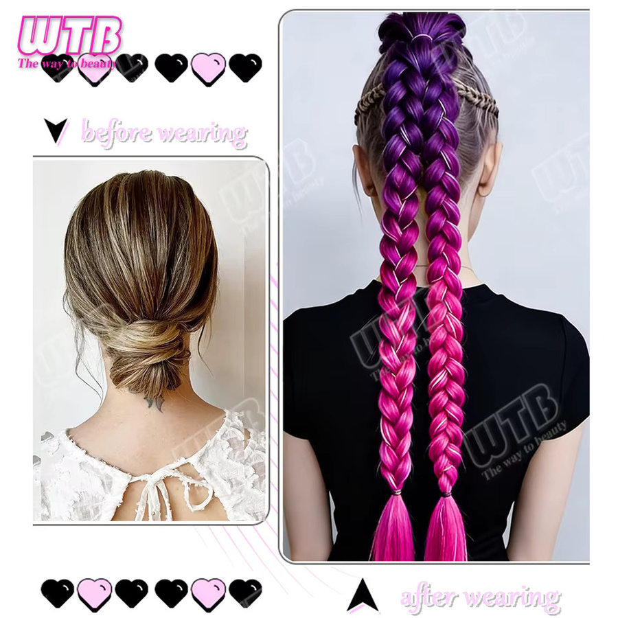 WTB Gradient Braided Synthetic Wig, doppelt geflochtene Pferdeschwanz-Perücke, Damen - Bild 2