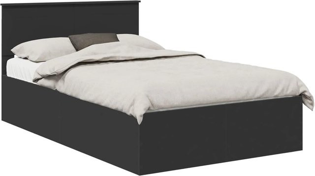 vidaXL Bettrahmen mit Kopfteil in Schwarz aus Holzwerkstoff, B/T/H: 120 x 200 x 90 cm - Bild 1